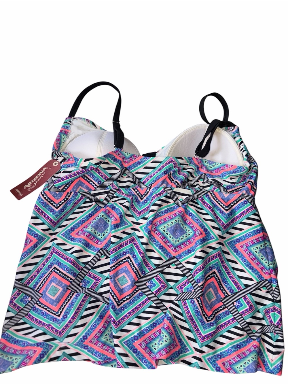 Arizona Jeans Company Geometric  Tankini Top Size 1x NWT! - Picture 2 of 8